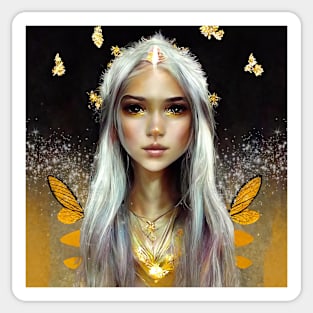 Gold Faerie by Kim Turner Art in MidJourney Sticker